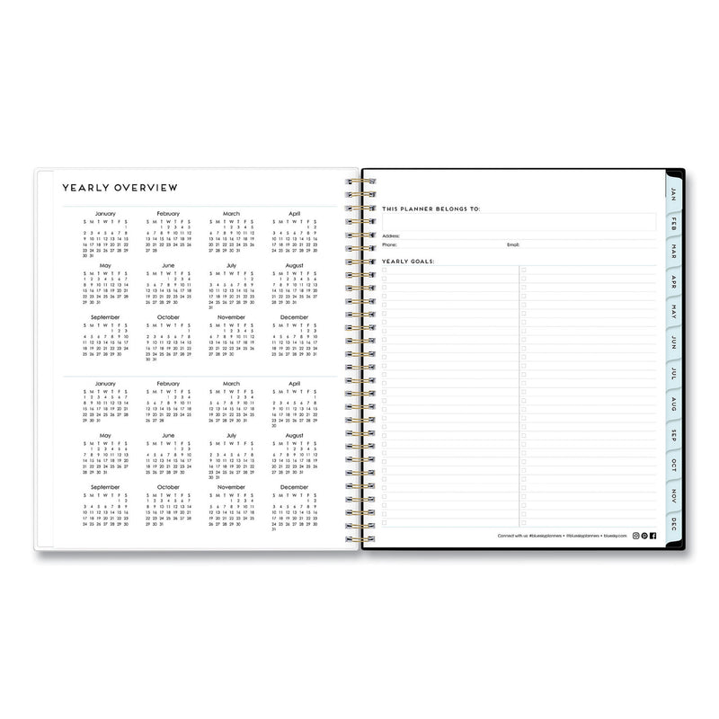 Blue Sky Baccara Dark Monthly Planner, Baccara Dark Floral Artwork, 10 x 8, Gray/Black/Gold Cover, 2023