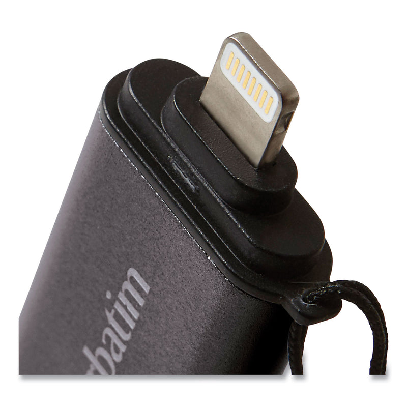 Verbatim Store 'n' Go Dual USB 3.0 Flash Drive for Apple Lightning Devices, 64 GB, Graphite
