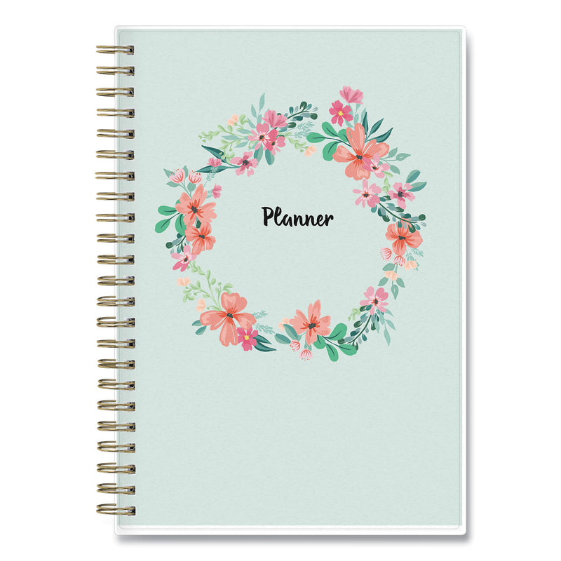 Blue Sky Laurel Weekly/Monthly Planner, Laurel Floral Artwork, 8 x 5, Green/Pink/Orange Cover, 12-Month (Jan to Dec): 2023