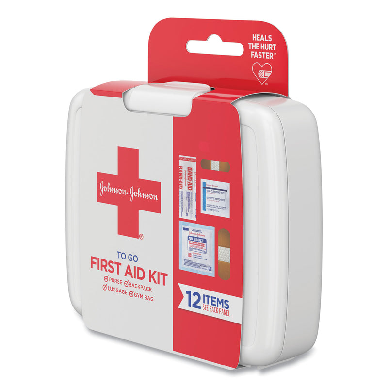 Johnson & Johnson Mini First Aid To Go Kit, 12 Pieces, Plastic Case