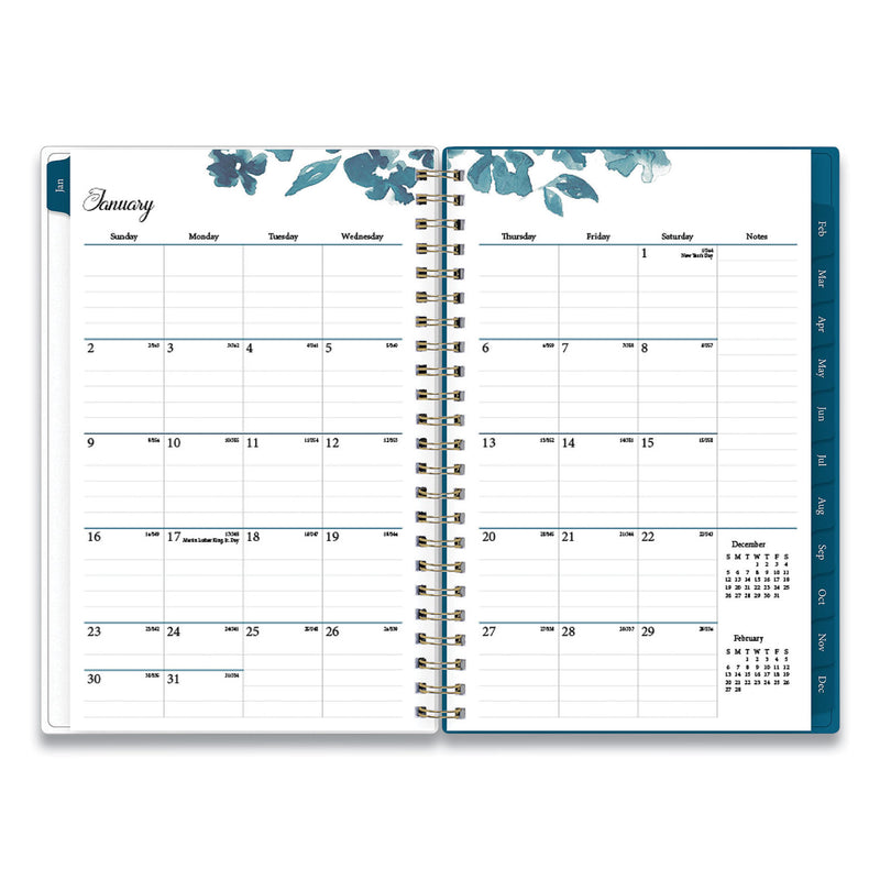 Blue Sky Bakah Blue Weekly/Monthly Planner, Bakah Blue Floral Artwork, 8 x 5, Blue/White Cover, 12-Month (Jan to Dec): 2023