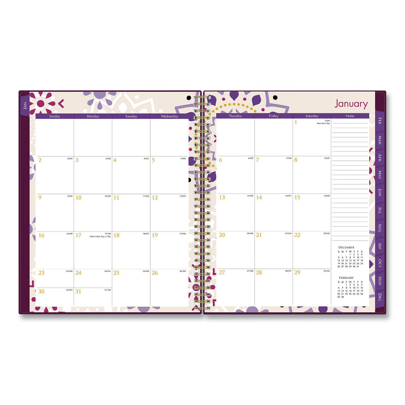 Blue Sky Gili Weekly/Monthly Planner, Gili Jewel Tone Artwork, 11 x 8.5, Plum Cover, 12-Month (Jan to Dec): 2023