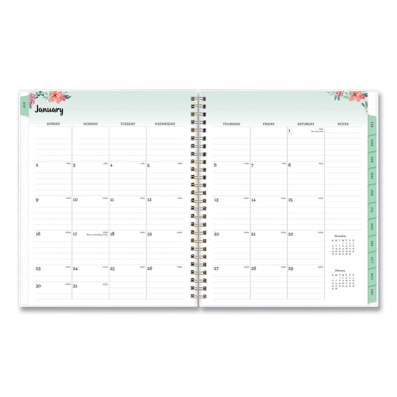 Blue Sky Laurel Weekly/Monthly Planner, Laurel Floral Artwork, 9 x 7, Green/Pink/Orange Cover, 12-Month (Jan to Dec): 2023