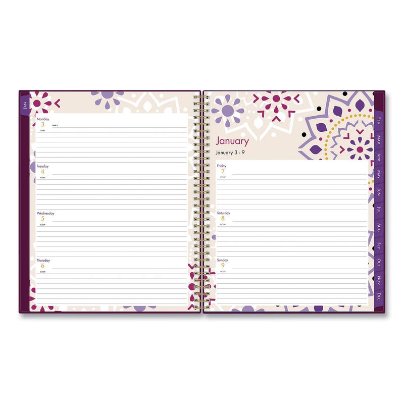 Blue Sky Gili Weekly/Monthly Planner, Gili Jewel Tone Artwork, 11 x 8.5, Plum Cover, 12-Month (Jan to Dec): 2023