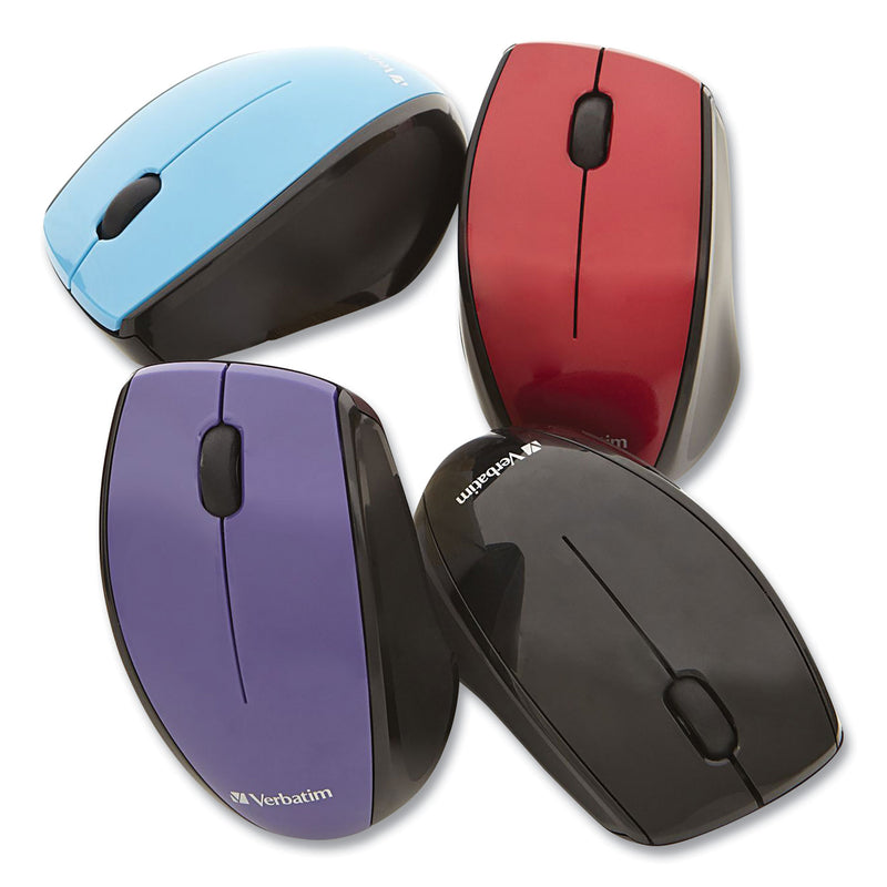 Verbatim Wireless Notebook Multi-Trac Blue LED Mouse, 2.4 GHz Frequency/32.8 ft Wireless Range, Left/Right Hand Use, Black