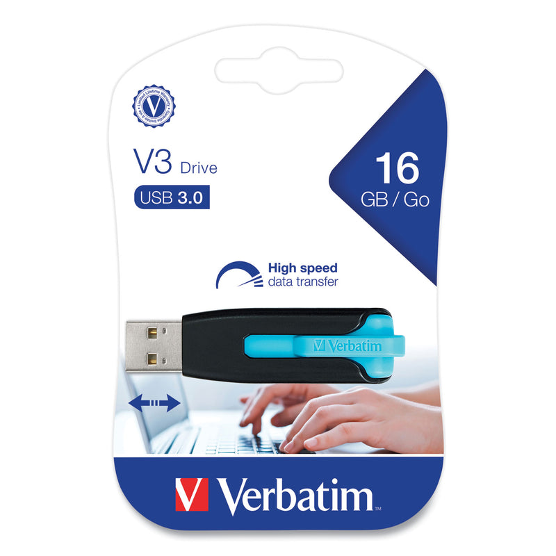 Verbatim Store 'n' Go V3 USB 3.0 Drive, 16 GB, Black/Blue