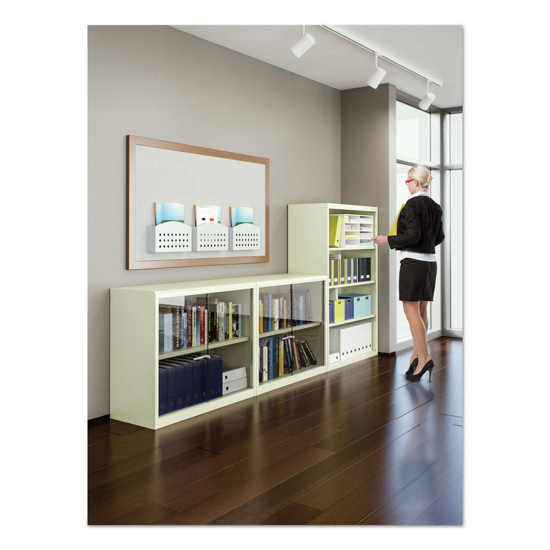 Tennsco Metal Bookcase, Three-Shelf, 34.5w x 13.5d x 40h, Putty