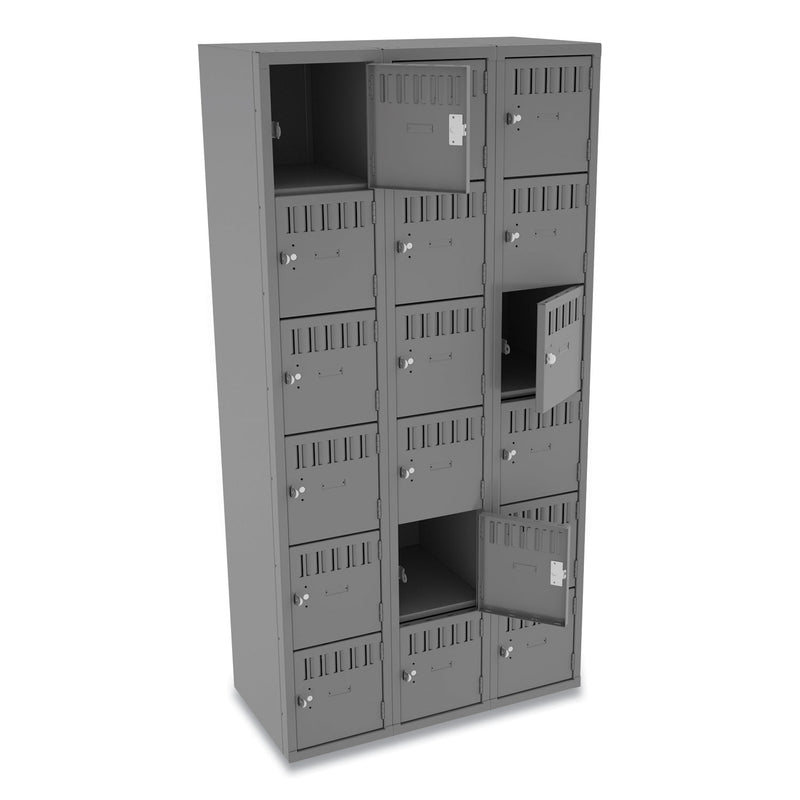 Tennsco Box Compartments, Triple Stack, 36w x 18d x 72h, Medium Gray