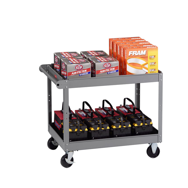 Tennsco Two-Shelf Metal Cart, Metal, 2 Shelves, 500 lb Capacity, 24" x 36" x 32", Gray