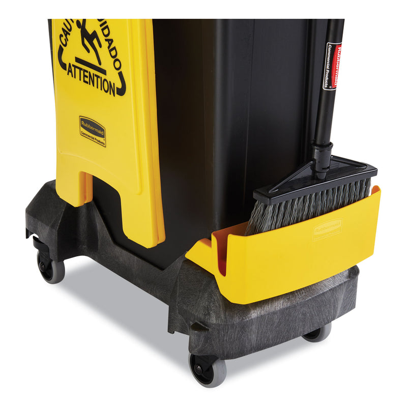 Rubbermaid Slim Jim Single-Stream Cleaning Cart Kit, Plastic, 1 Bin, 14.10" x 34.3" x 35.8", Black/Yellow
