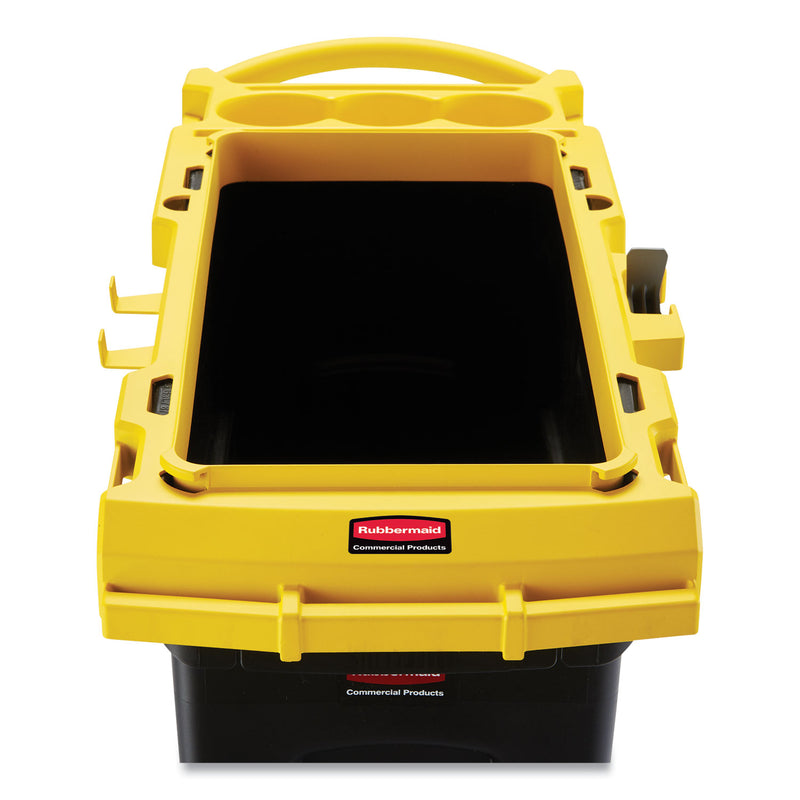 Rubbermaid Slim Jim Single-Stream Cleaning Cart Kit, Plastic, 1 Bin, 14.10" x 34.3" x 35.8", Black/Yellow