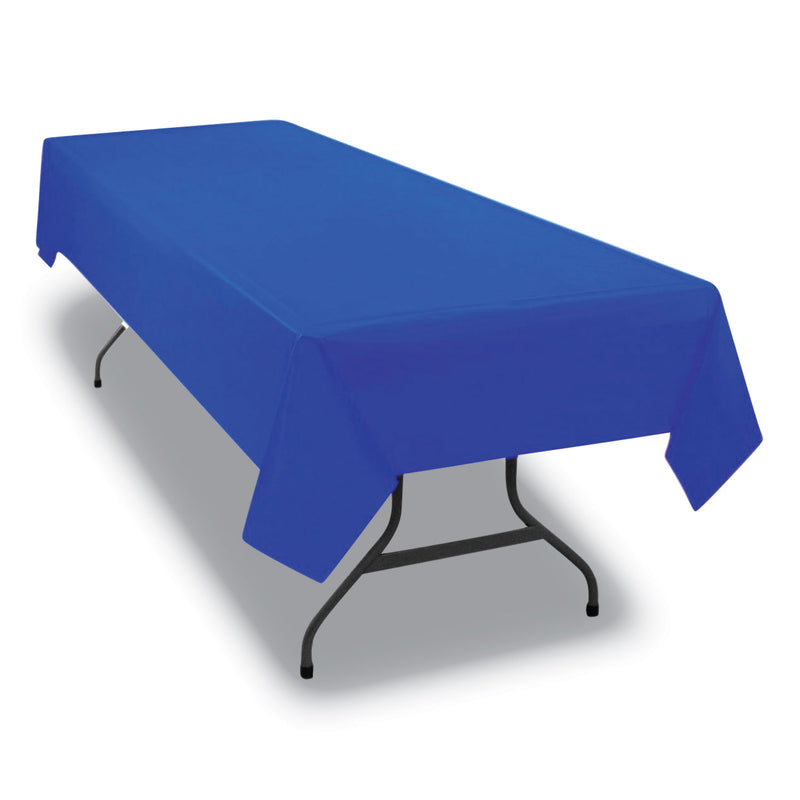 Tablemate Table Set Rectangular Table Cover, Heavyweight Plastic, 54" x 108", Blue, 6/Pack