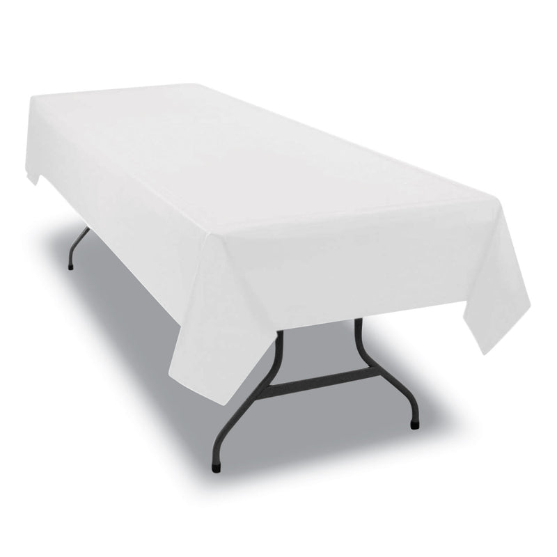 Tablemate Table Set Rectangular Table Cover, Heavyweight Plastic, 54" x 108", White, 6/Pack