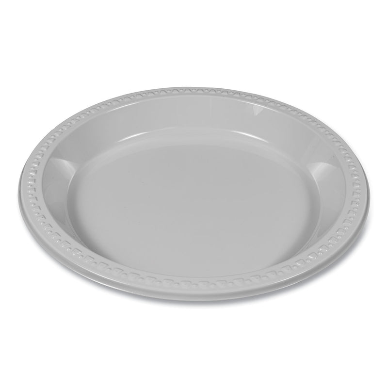 Tablemate Plastic Dinnerware, Plates, 10.25" dia, White, 125/Pack