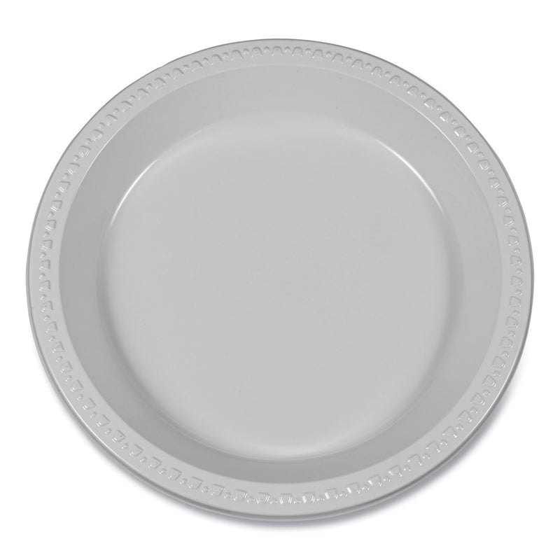 Tablemate Plastic Dinnerware, Plates, 10.25" dia, White, 125/Pack