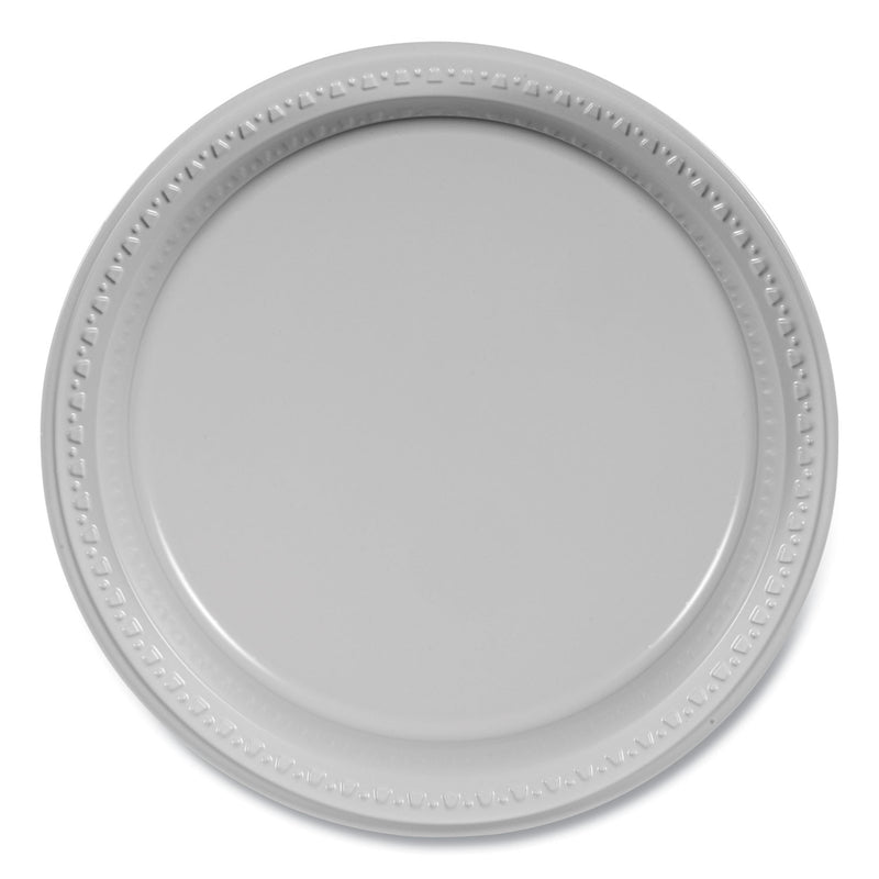 Tablemate Plastic Dinnerware, Plates, 10.25" dia, White, 125/Pack