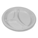 Tablemate Plastic Dinnerware, Compartment Plates, 9" dia, White, 125/Pack