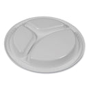 Tablemate Plastic Dinnerware, Compartment Plates, 9" dia, White, 125/Pack