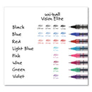 uniball VISION Roller Ball Pen, Stick, Micro 0.5 mm, Blue Ink, Blue/Gray Barrel, Dozen