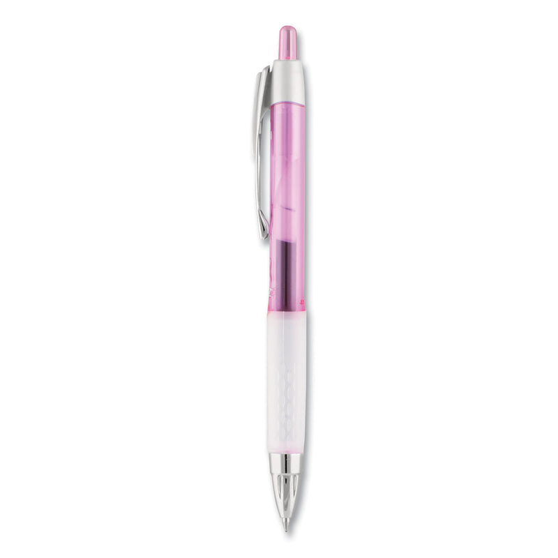 uniball 207 Office Pack Gel Pen, Retractable, Medium 0.7 mm, Black Ink, Pink Barrel, 36/Pack