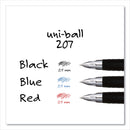 uniball Signo 207 Gel Pen, Retractable, Micro 0.5 mm, Red Ink, Smoke/Black/Red Barrel, Dozen