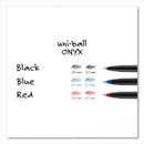 uniball ONYX Roller Ball Pen, Stick, Micro 0.5 mm, Blue Ink, Black Matte Barrel, Dozen