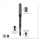 uniball VISION Roller Ball Pen, Stick, Micro 0.5 mm, Black Ink, Black/Gray Barrel, Dozen