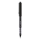 uniball VISION Roller Ball Pen, Stick, Micro 0.5 mm, Black Ink, Black/Gray Barrel, Dozen