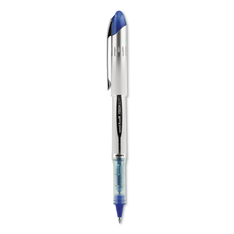 uniball VISION ELITE Roller Ball Pen, Stick, Bold 0.8 mm, Blue Ink, White/Blue Barrel