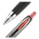 uniball Signo 207 Gel Pen, Retractable, Medium 0.7 mm, Red Ink, Smoke/Black/Red Barrel, Dozen