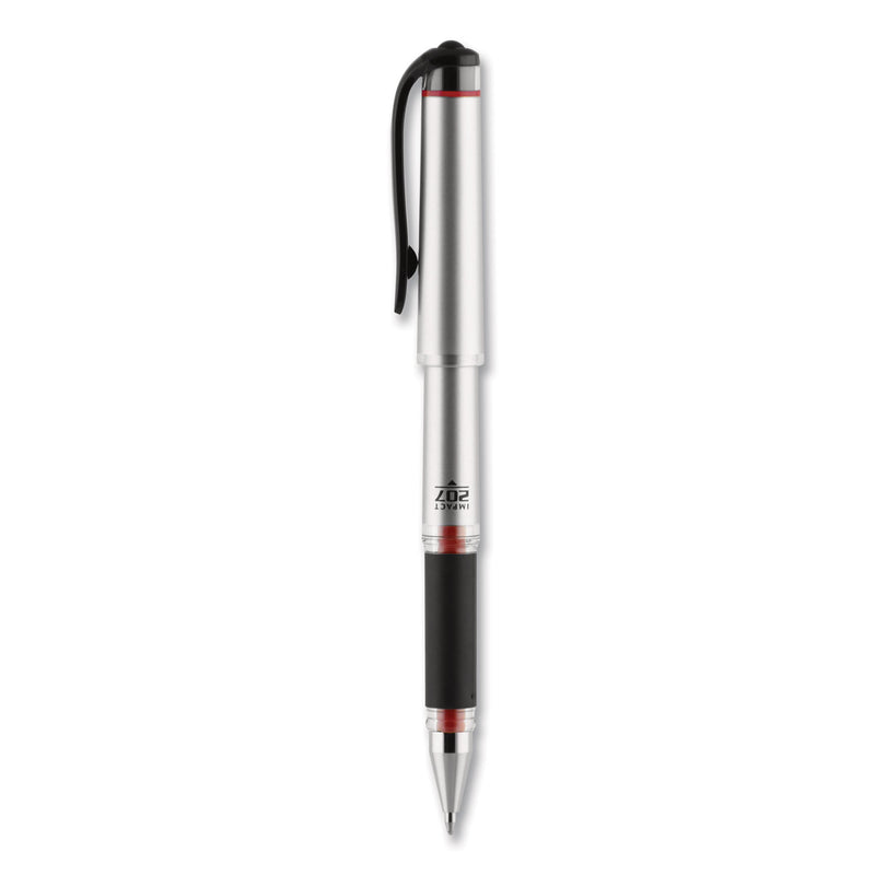 uniball 207 Impact Gel Pen, Stick, Bold 1 mm, Red Ink, Black Barrel