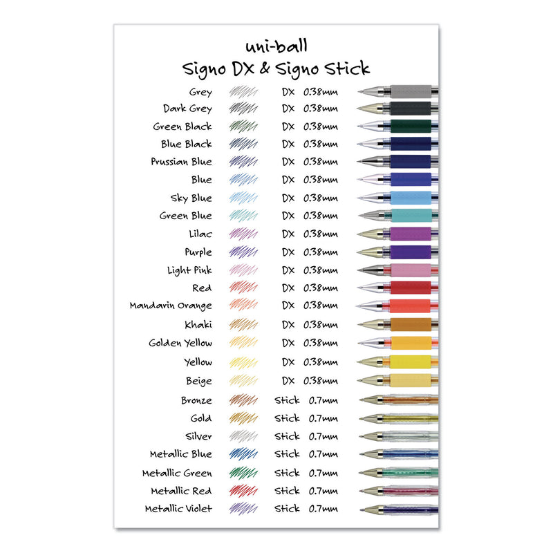 uniball Gel Pen, Stick, Assorted Sizes, Assorted Ink Colors, Clear Barrel, 24/Pack