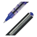 uniball VISION Roller Ball Pen, Stick, Micro 0.5 mm, Blue Ink, Blue/Gray Barrel, Dozen