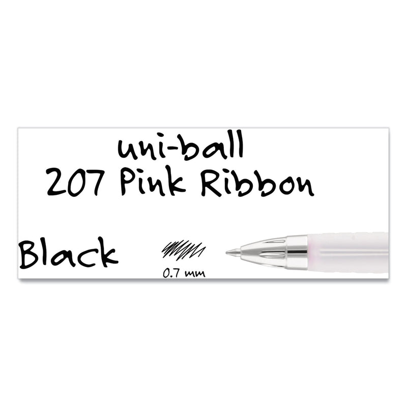 uniball 207 Office Pack Gel Pen, Retractable, Medium 0.7 mm, Black Ink, Pink Barrel, 36/Pack