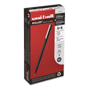 uniball Roller Ball Pen, Stick, Micro 0.5 mm, Red Ink, Black Matte Barrel, Dozen