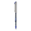 uniball VISION Needle Roller Ball Pen, Stick, Fine 0.7 mm, Blue Ink, Silver Barrel, Dozen