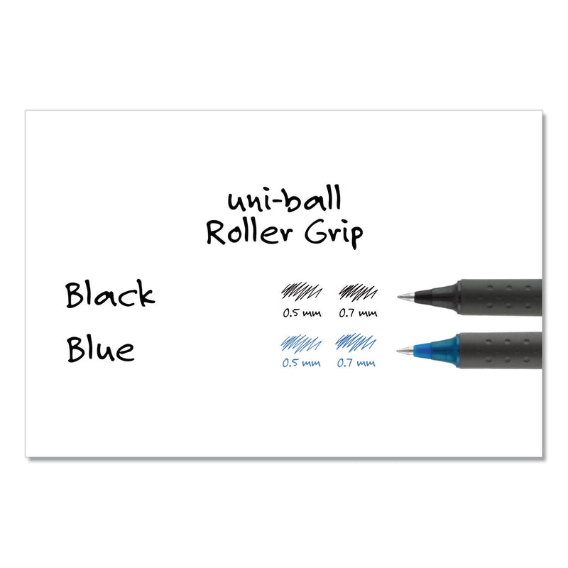 uniball Grip Roller Ball Pen, Stick, Fine 0.7 mm, Blue Ink, Blue Barrel, Dozen