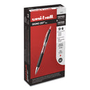 uniball Signo 207 Gel Pen, Retractable, Medium 0.7 mm, Red Ink, Smoke/Black/Red Barrel, Dozen