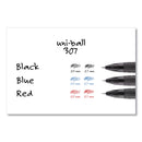 uniball 307 Gel Pen, Retractable, Micro 0.5 mm, Black Ink, Black Barrel, Dozen