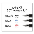 uniball 207 Impact Gel Pen, Retractable, Bold 1 mm, Blue Ink, Black/Blue Barrel