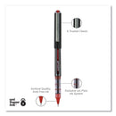 uniball VISION Roller Ball Pen, Stick, Micro 0.5 mm, Red Ink, Gray/Red Barrel, Dozen