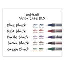 uniball VISION ELITE BLX Series Roller Ball Pen, Stick, Micro 0.5 mm, Assorted Ink and Barrel Colors, 5/Pack