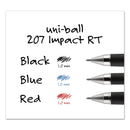 uniball 207 Impact Gel Pen, Retractable, Bold 1 mm, Red Ink, Black/Red Barrel