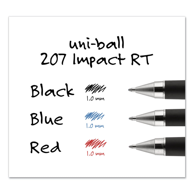 uniball 207 Impact Gel Pen, Retractable, Bold 1 mm, Red Ink, Black/Red Barrel