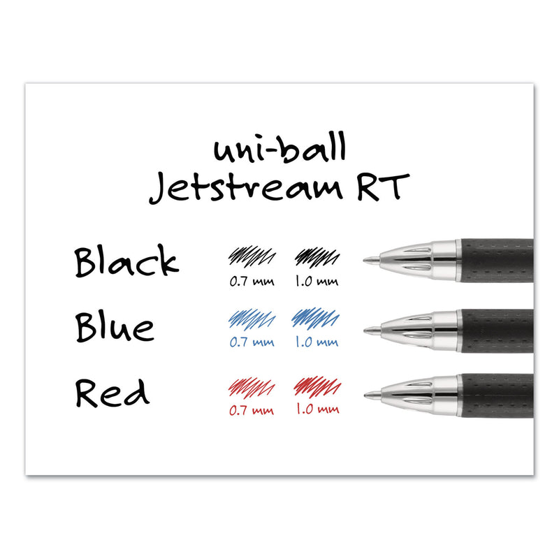 uniball Jetstream Retractable Ballpoint Pen, Bold 1 mm, Blue Ink, Black Barrel