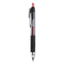 uniball Signo 207 Gel Pen, Retractable, Medium 0.7 mm, Red Ink, Smoke/Black/Red Barrel, Dozen
