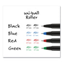 uniball Roller Ball Pen, Stick, Fine 0.7 mm, Red Ink, Black Matte Barrel, Dozen