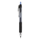 uniball Signo 207 Gel Pen, Retractable, Micro 0.5 mm, Blue Ink, Smoke/Black/Blue Barrel, Dozen