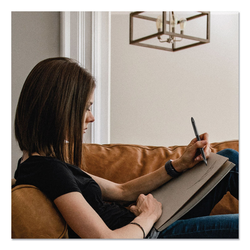 uniball AIR Porous Roller Ball Pen, Stick, Medium 0.7 mm, Blue Ink, Black Barrel, Dozen