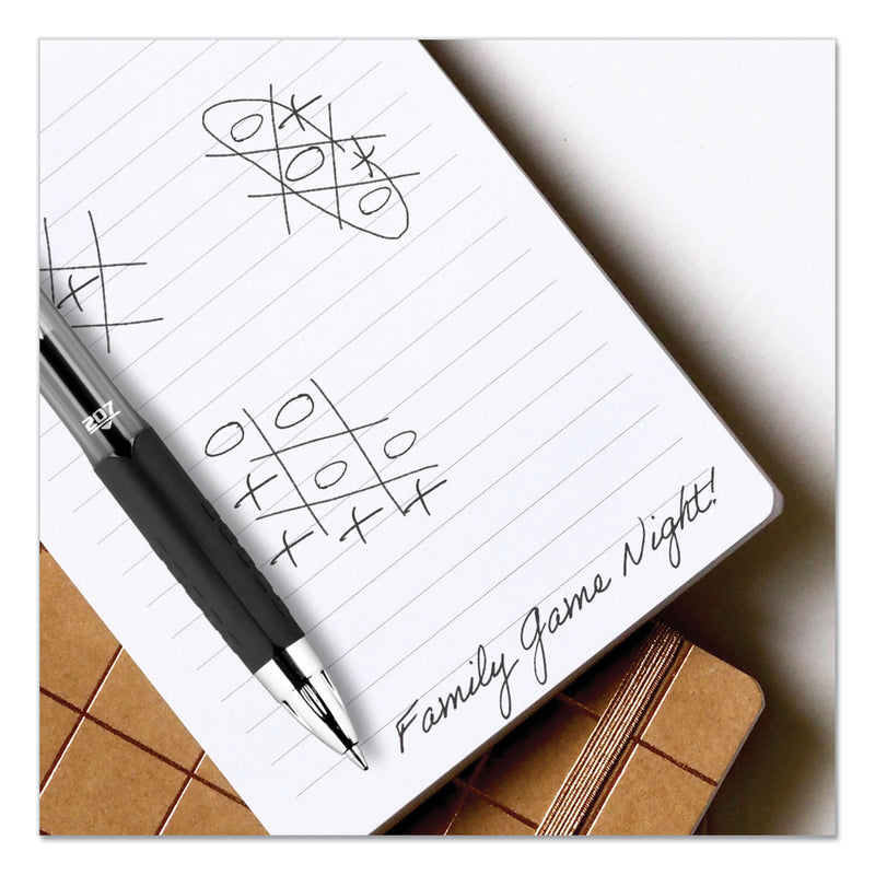 uniball Signo 207 Gel Pen, Retractable, Medium 0.7 mm, Black Ink, Smoke/Black Barrel, Dozen